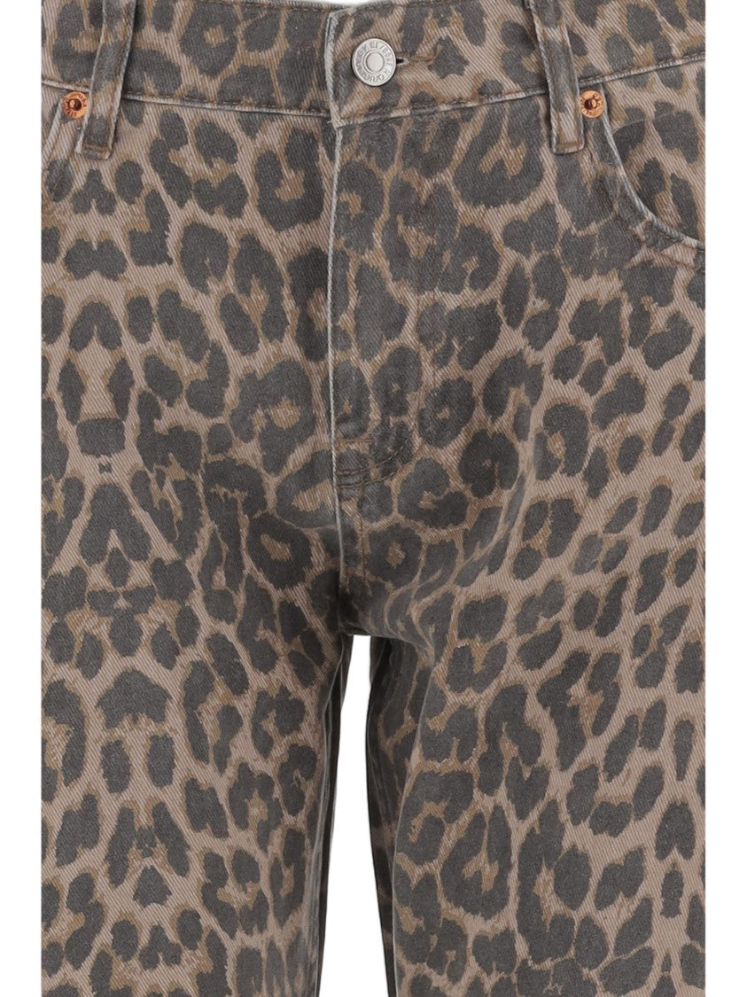 Re/Done Cropped Straight-Leg Jeans With Animal Print And Belt Loops