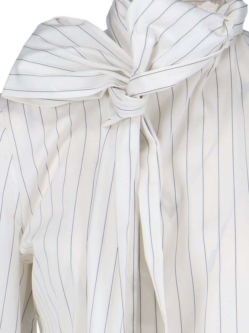 Finamore Striped Cotton Lavallière Shirt – White