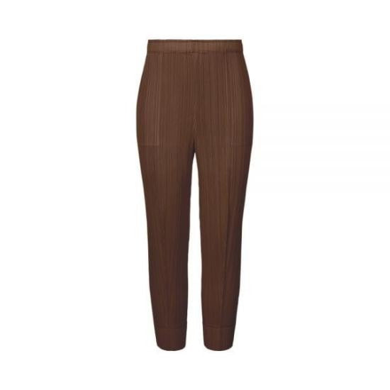 Pleats Please Pleated Texture Straight Pants With High Waist And Cuffed Hem