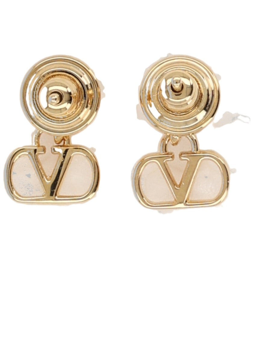 Valentino Garavani Vlogo Signature Rhinestone Brass Earrings