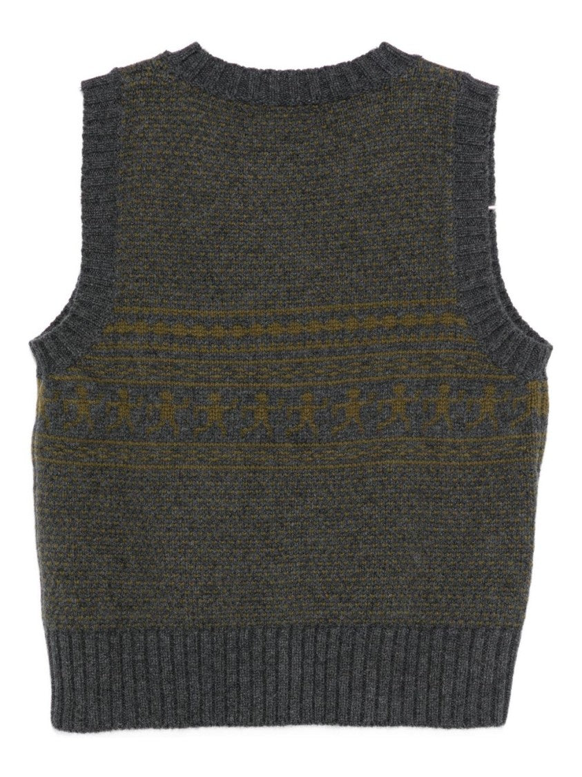 Soeur Sleeveless Knitted Sweater Vest In Dark Gray