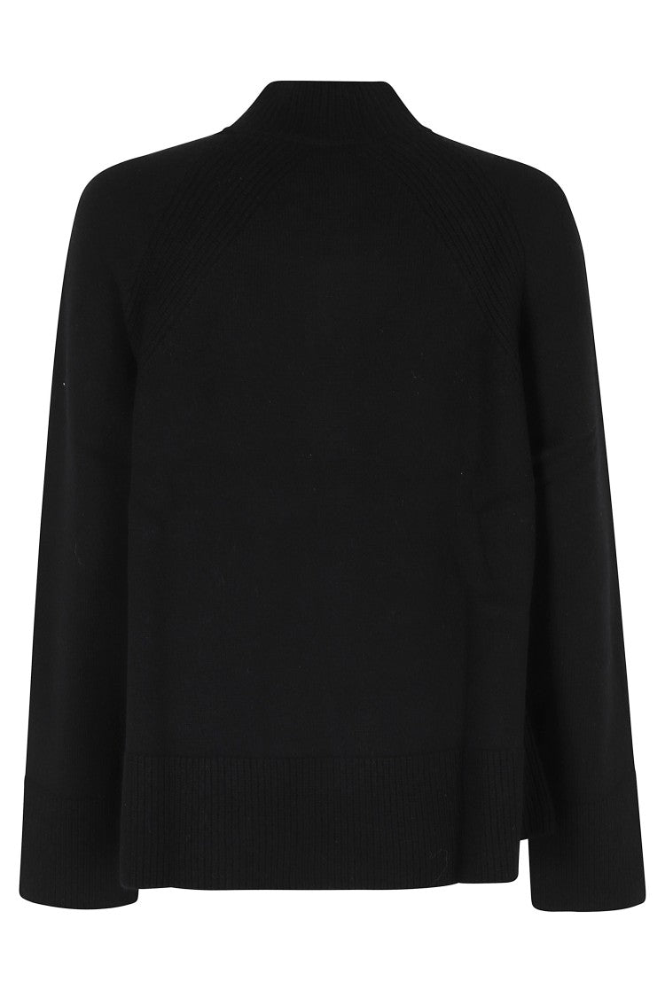 Seventy Half-Zip Black Turtleneck Sweater With Ribbed Trims