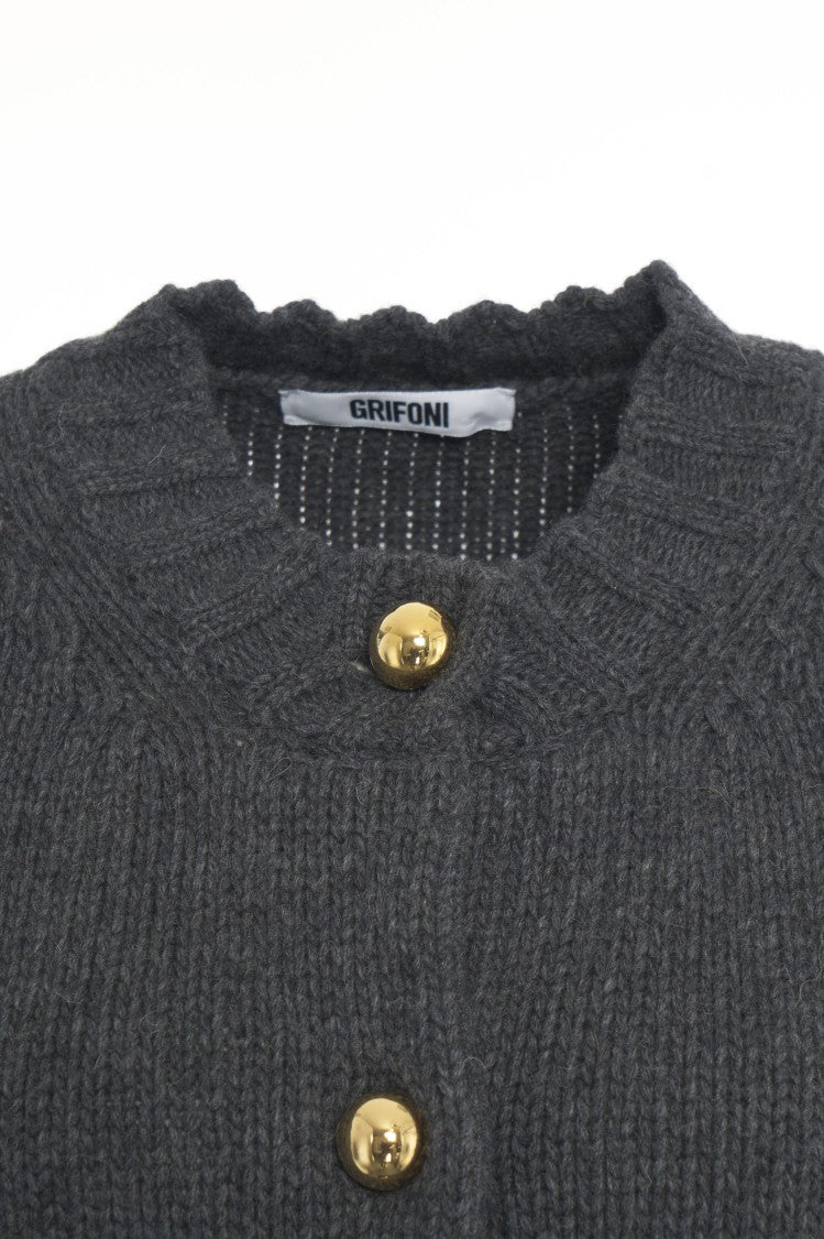 Grifoni Cardigan With Scalloped Ribbed Collar