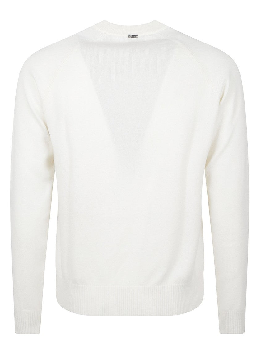 Herno Crew Neck Cashmere Sweater With Ribbed Detailing