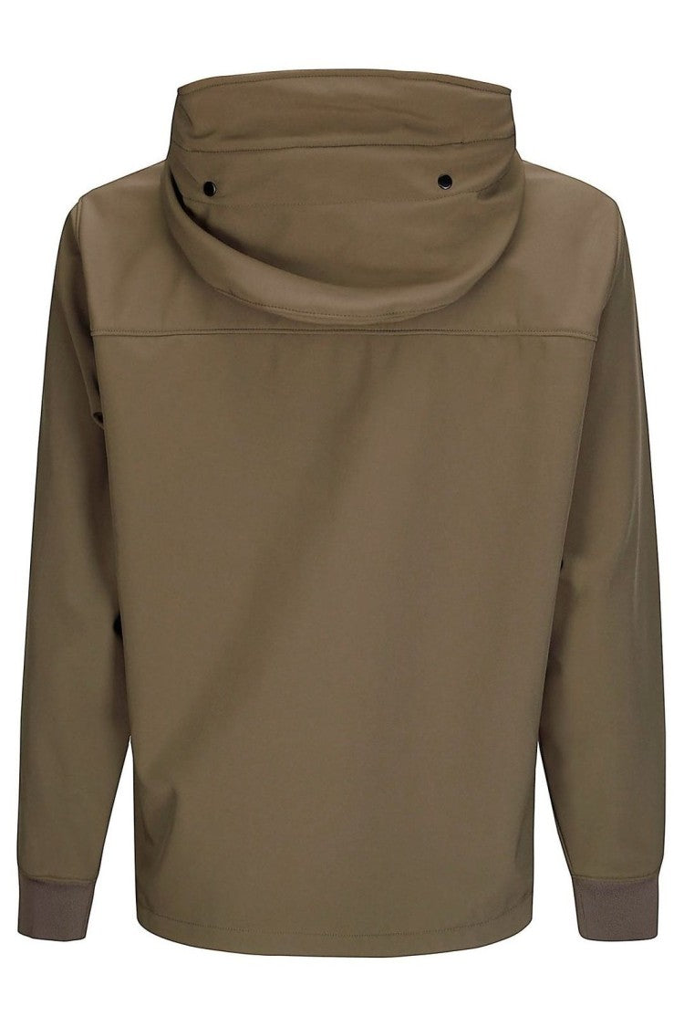 C.P. Company Minimalist Brown Jacket With Front Zipper And Hood