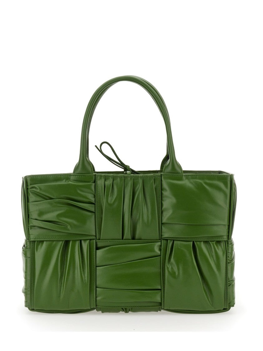 Bottega Veneta Textured Green Calfskin Small Bow Tote Bag