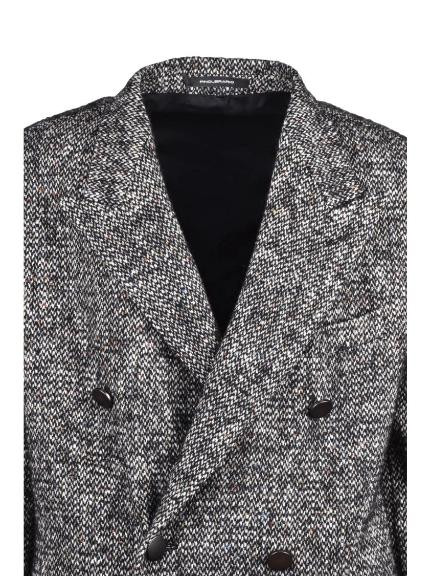 Tagliatore Black Cotton-Blend Double-Breasted Coat