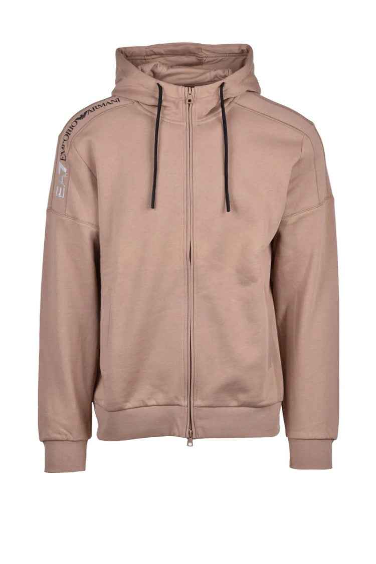 Ea7 Emporio Armani Brown Brushed Zip-Up Sweatshirt
