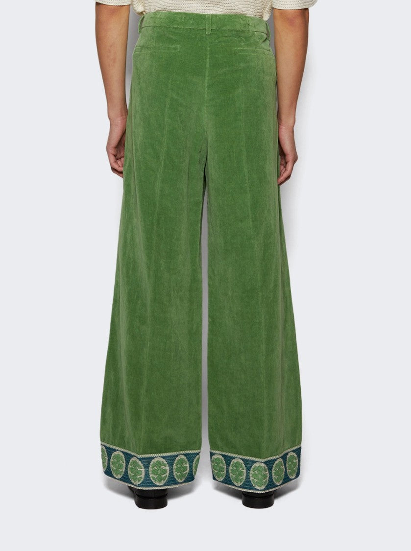 Valentino Washed Velvet Trousers Laurel Green