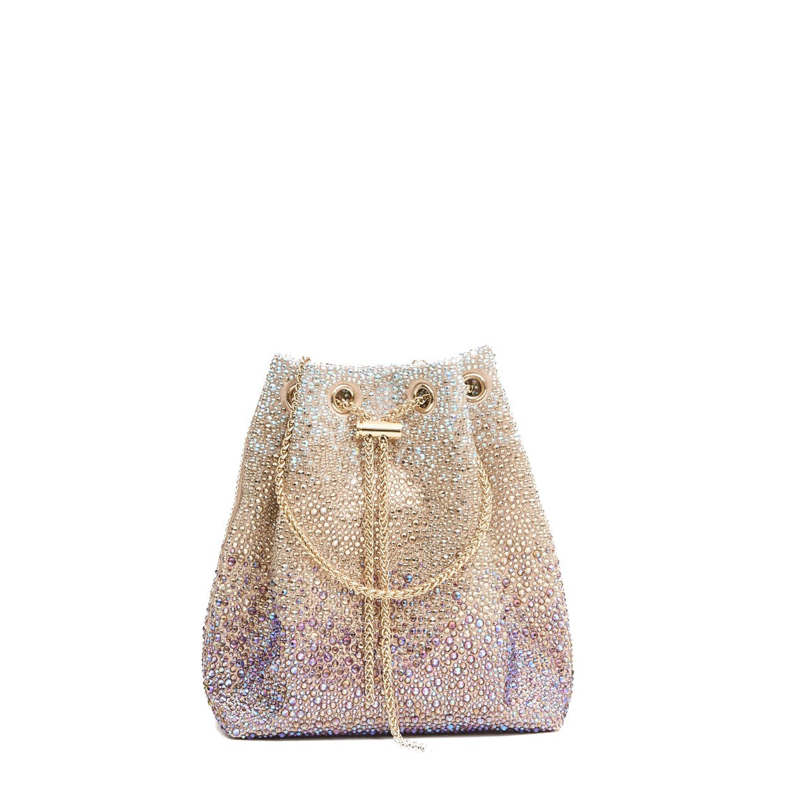 Twentyfourhaitch Strass-Embellished Multicolor Bucket Bag With Chain Strap