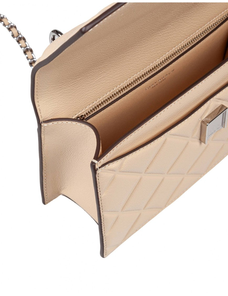 Tory Burch Fleming Small Leather Crossbody Bag Color Vanilla