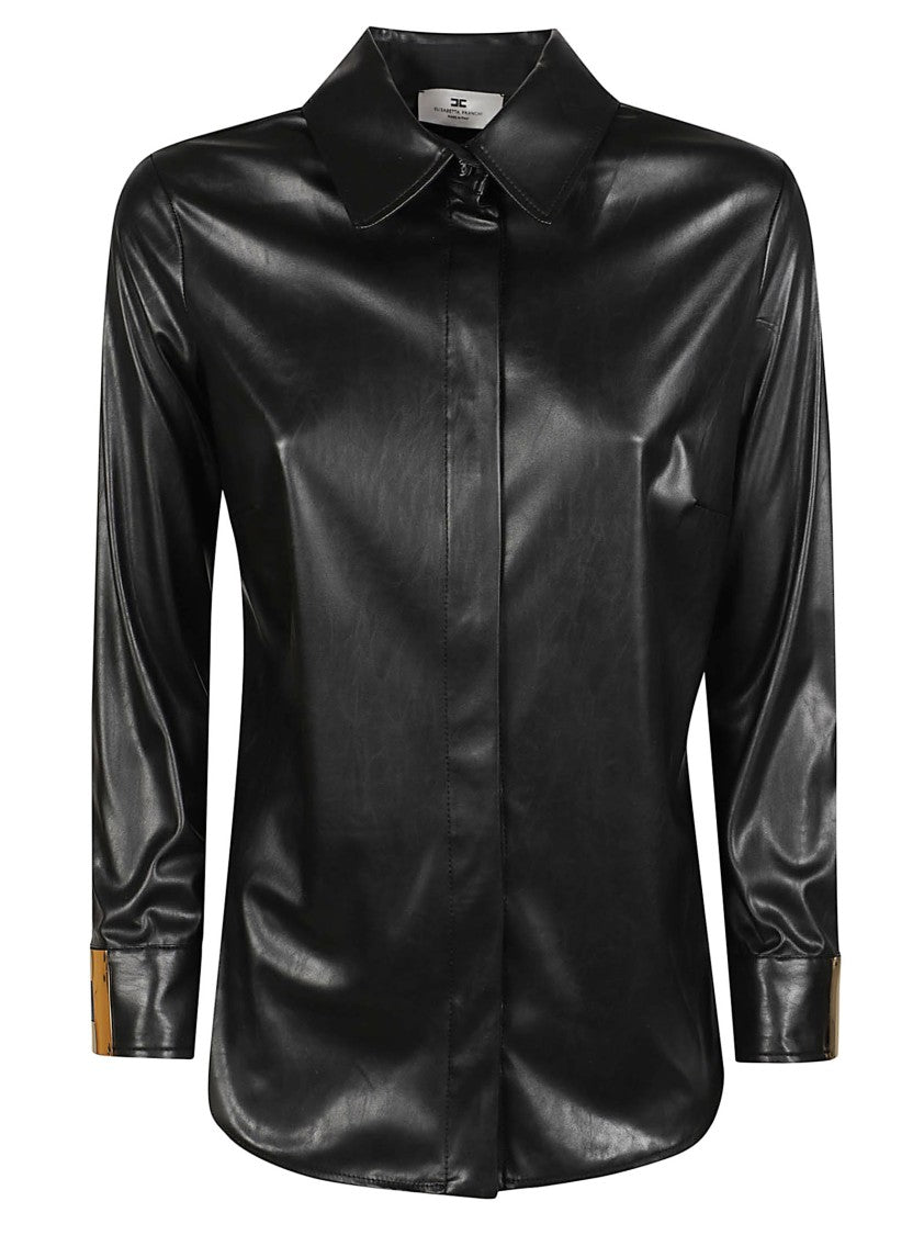 Elisabetta Franchi Refined Black Long Sleeve Shirt With Classic Collar