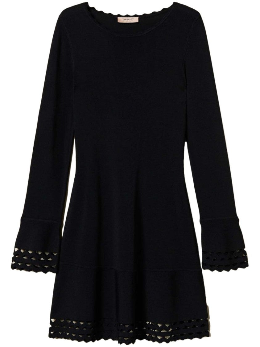 Twin-Set Mini Dress With Scalloped Neckline And Flared Cuffs