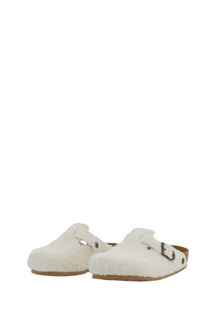Birkenstock White Boston Wool Clogs