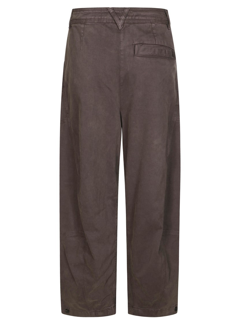 Pinko Cropped White Cotton Pants With Button Accents