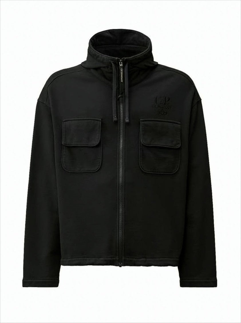 C.P. Company Relaxed Fit Cotton Jacket With Hood And Flap Pockets