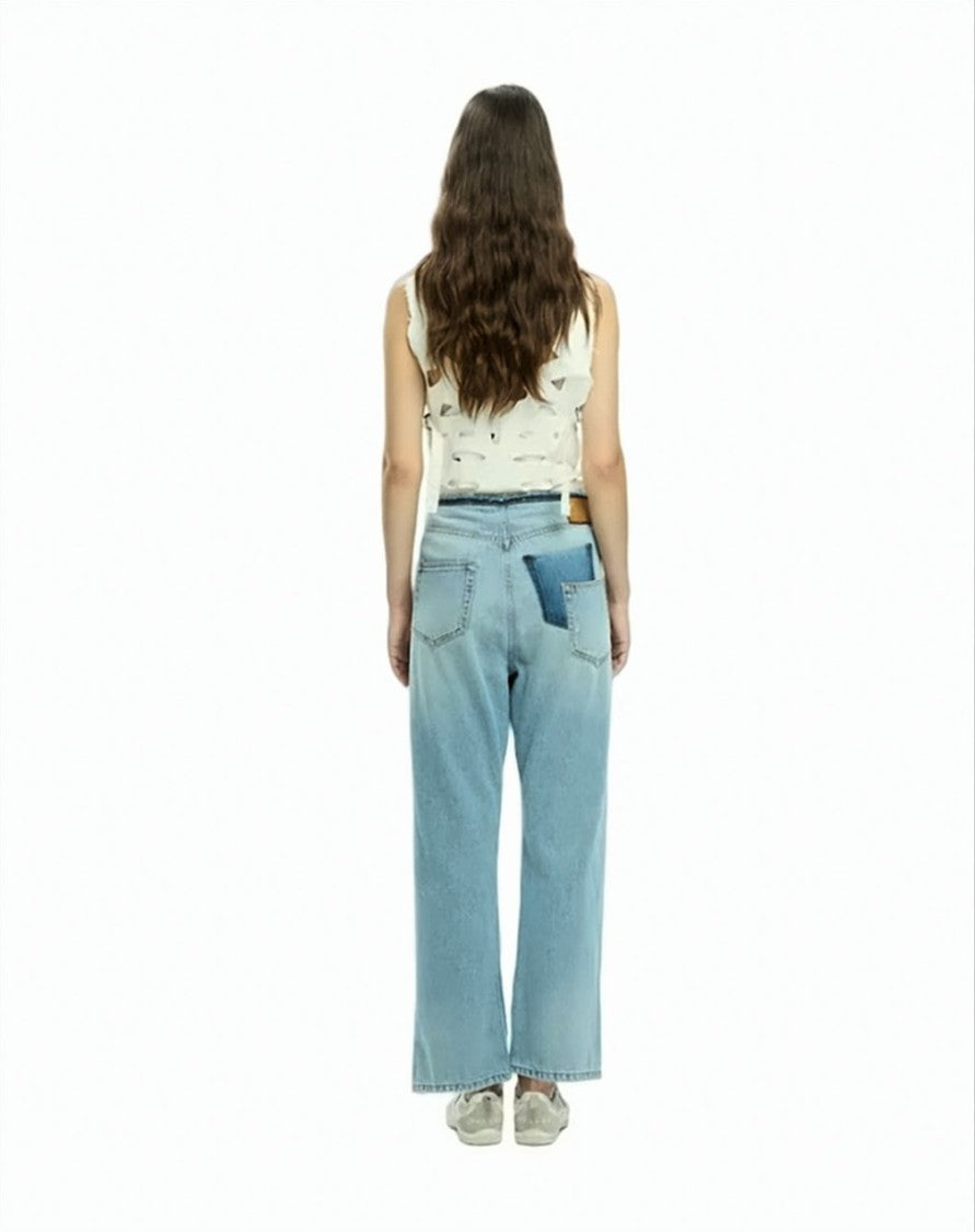 Mlo Washed Relaxed Straight-Leg Denim Pants