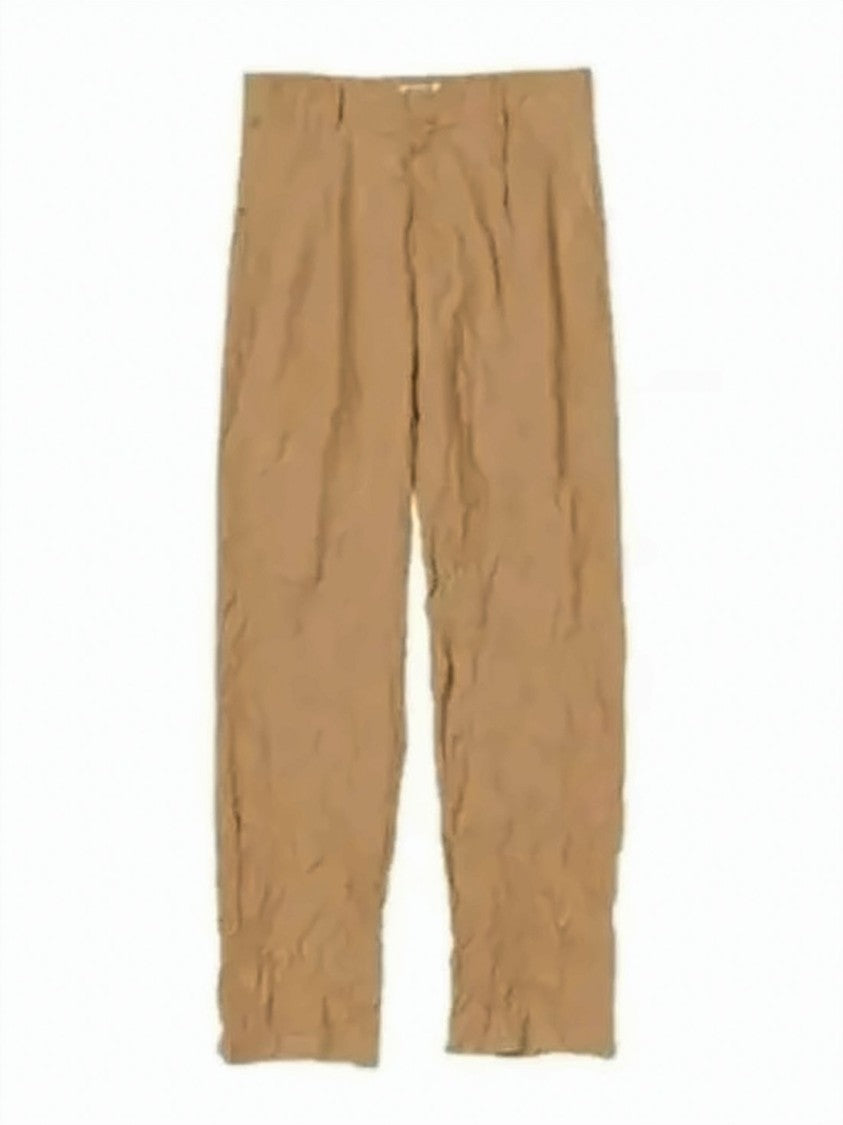 Auralee Straight Brown Cotton Pants With Design