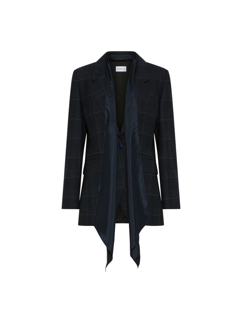 Marella Mlldritto Windowpane Check Satin Scarf Blazer