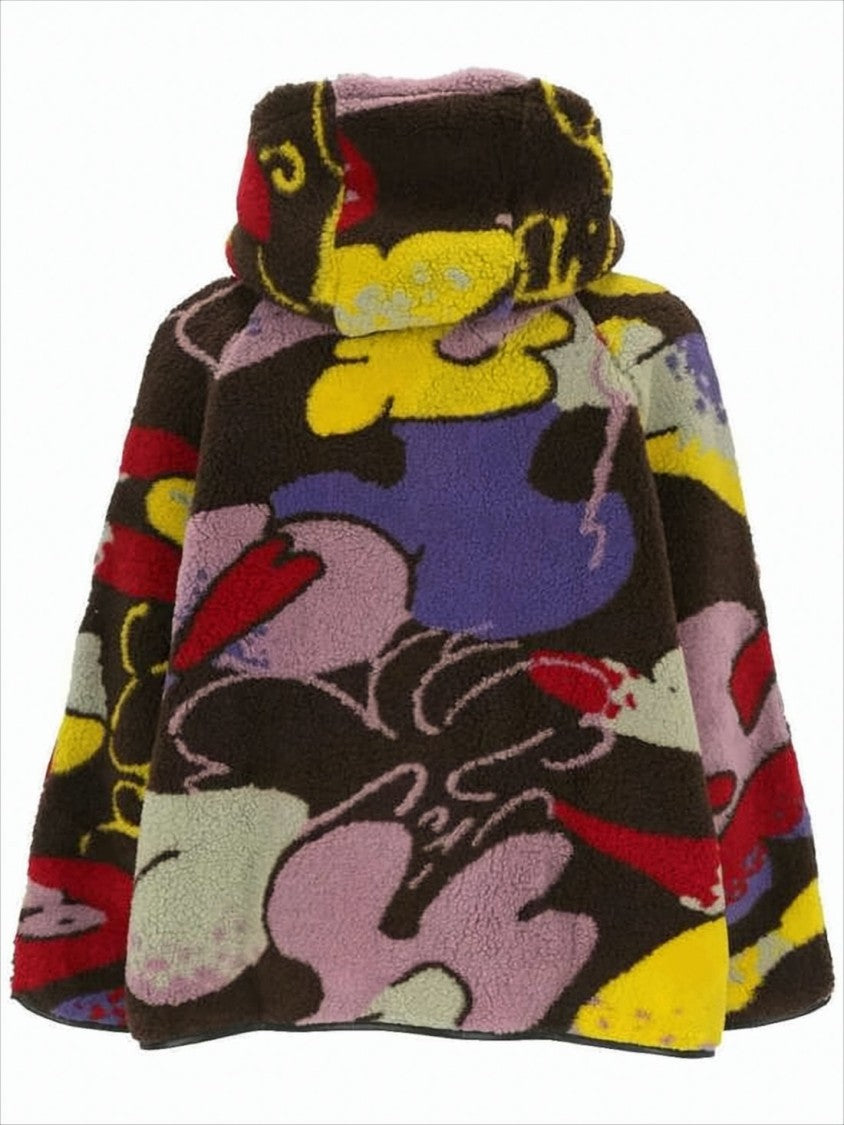 Sunnei Plush Fleece Jacket With Abstract Multicolor Pattern