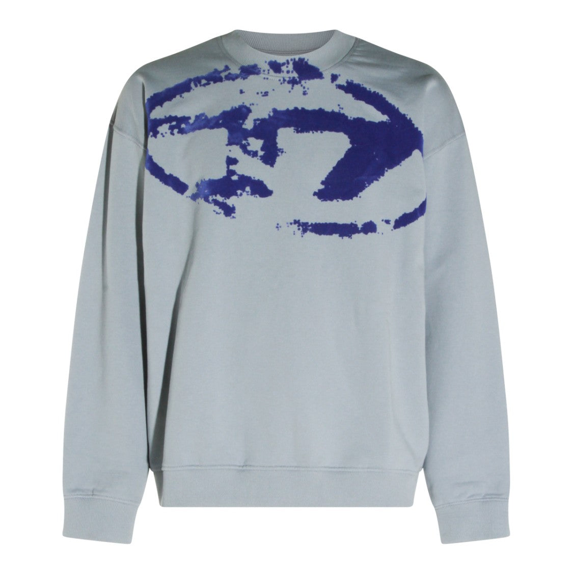 Diesel Powder Blue Cotton Sweatshirt With Bold Graphic Design