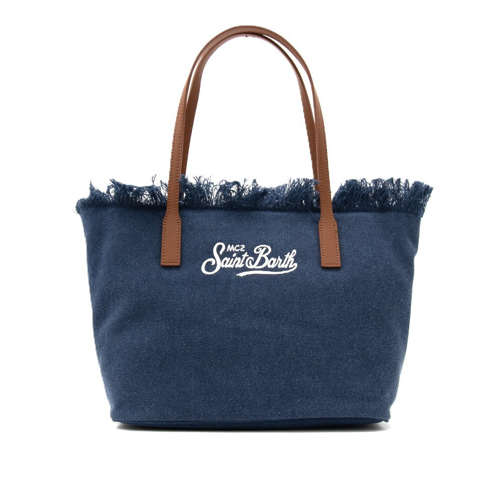 Mc2 Saint Barth Medium Tote Bag With Textured Deep Navy Fabric