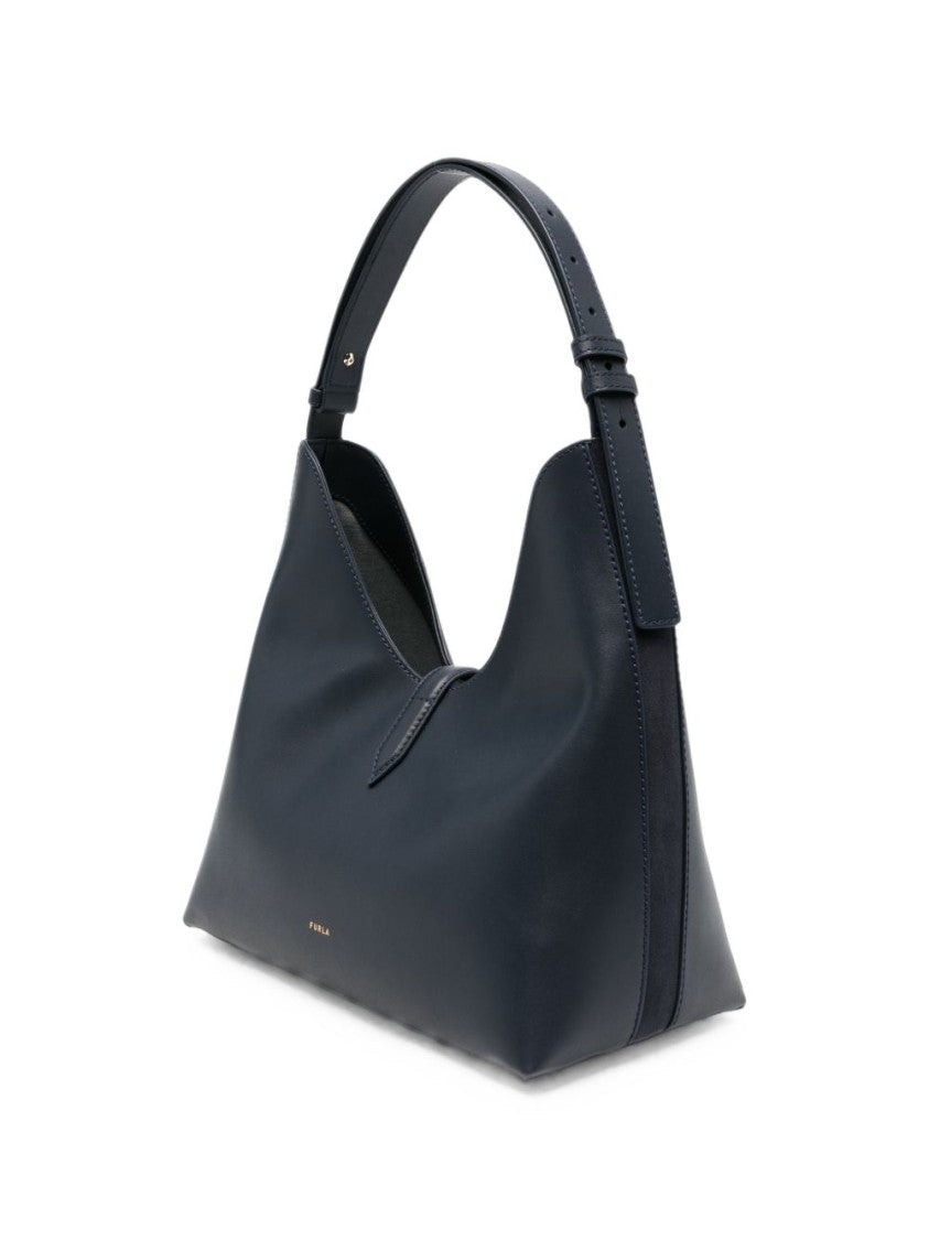 Furla Smooth Leather Suede Panel Top-Handle Handbag