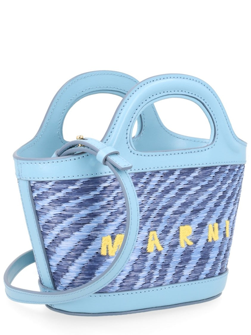 Marni Blue Tropicalia Woven Textured Handbag