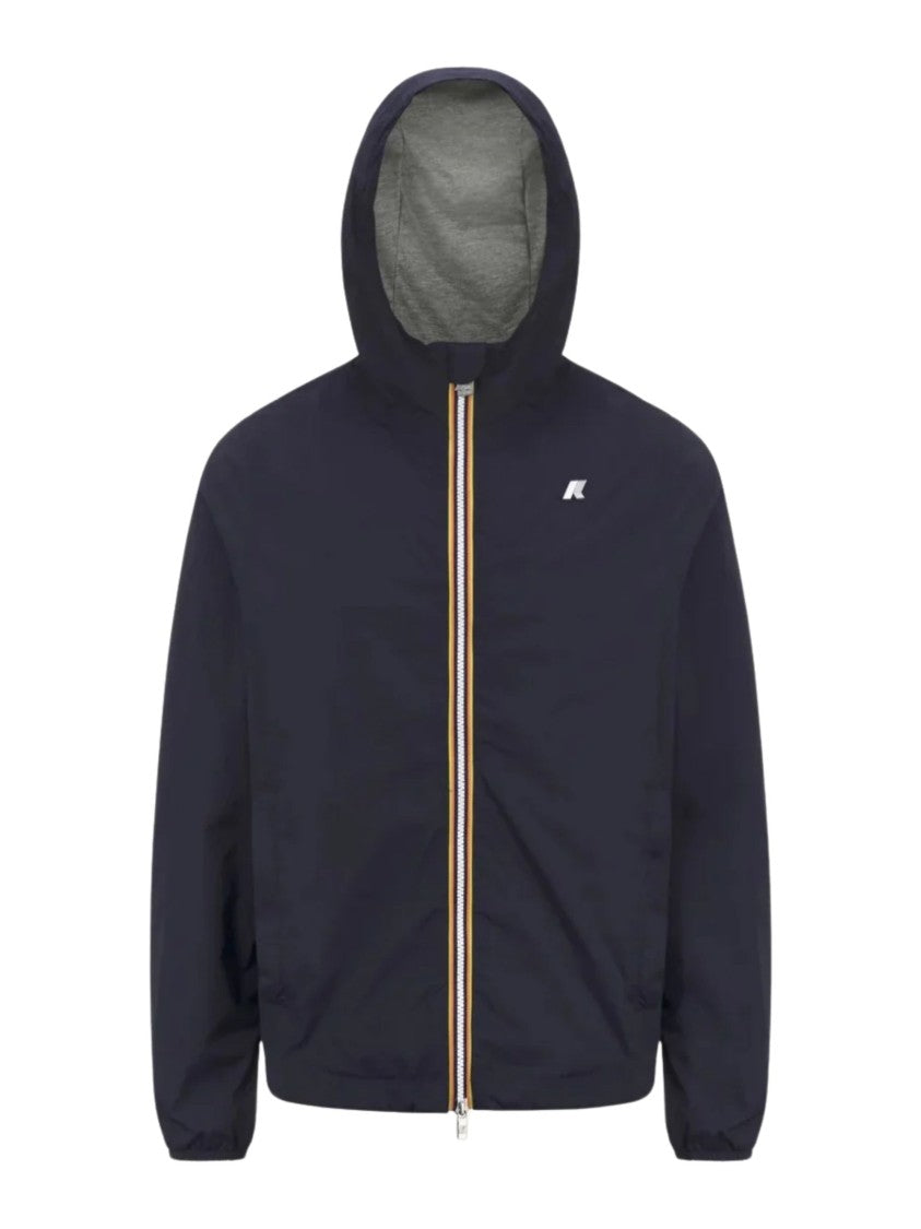 K-Way Blue Stretch Nylon Hooded Jacket