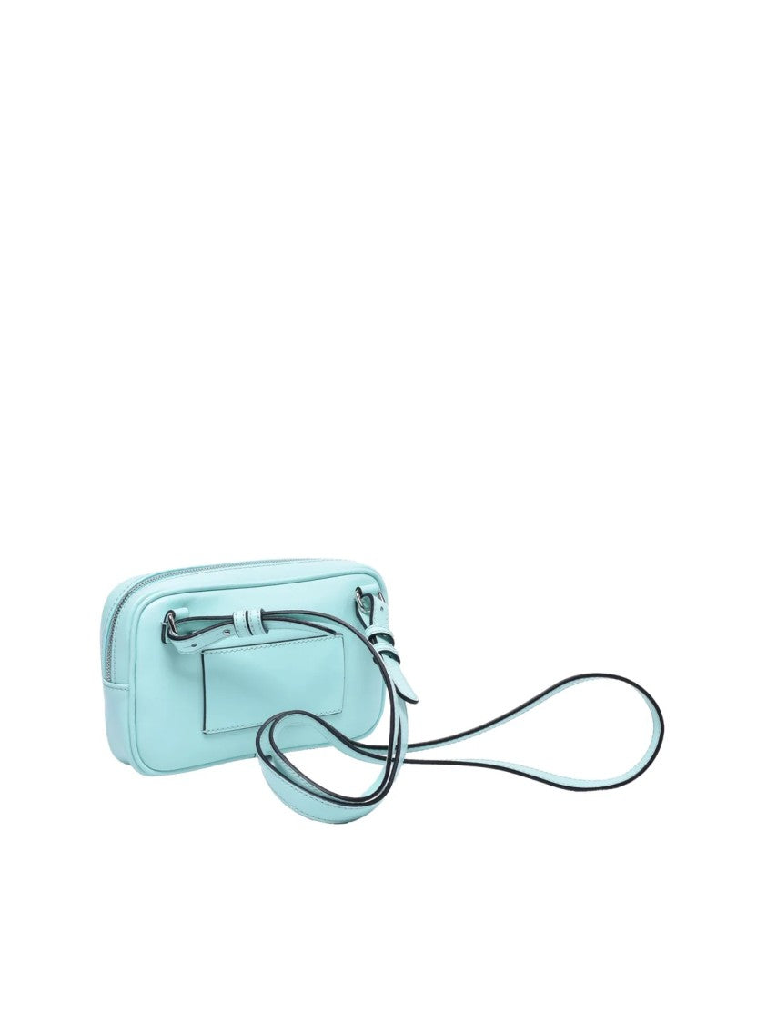 Hogan Aqua Green Zip Small Leather Shoulder Bag