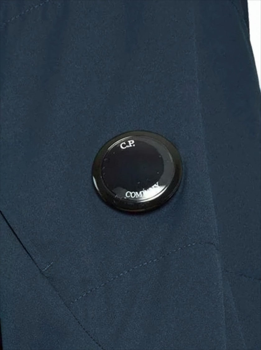C.P. Company Blue Polyester Jacket With Adjustable Hood And Logo Patch