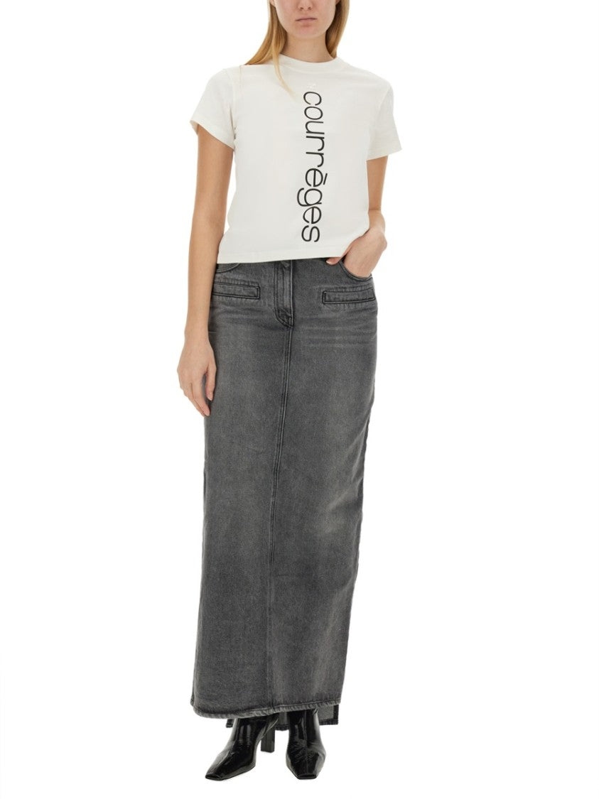 Courrèges Classic Long Denim Skirt