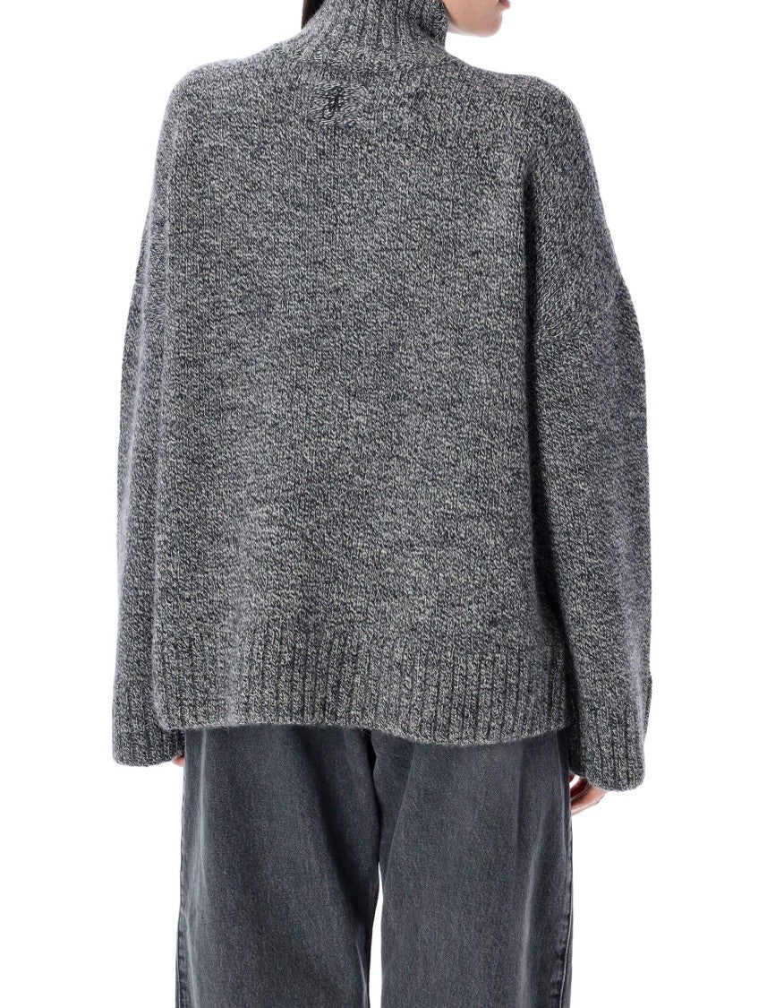 J. W. Anderson High Neck Knit Leather Patch Sweater