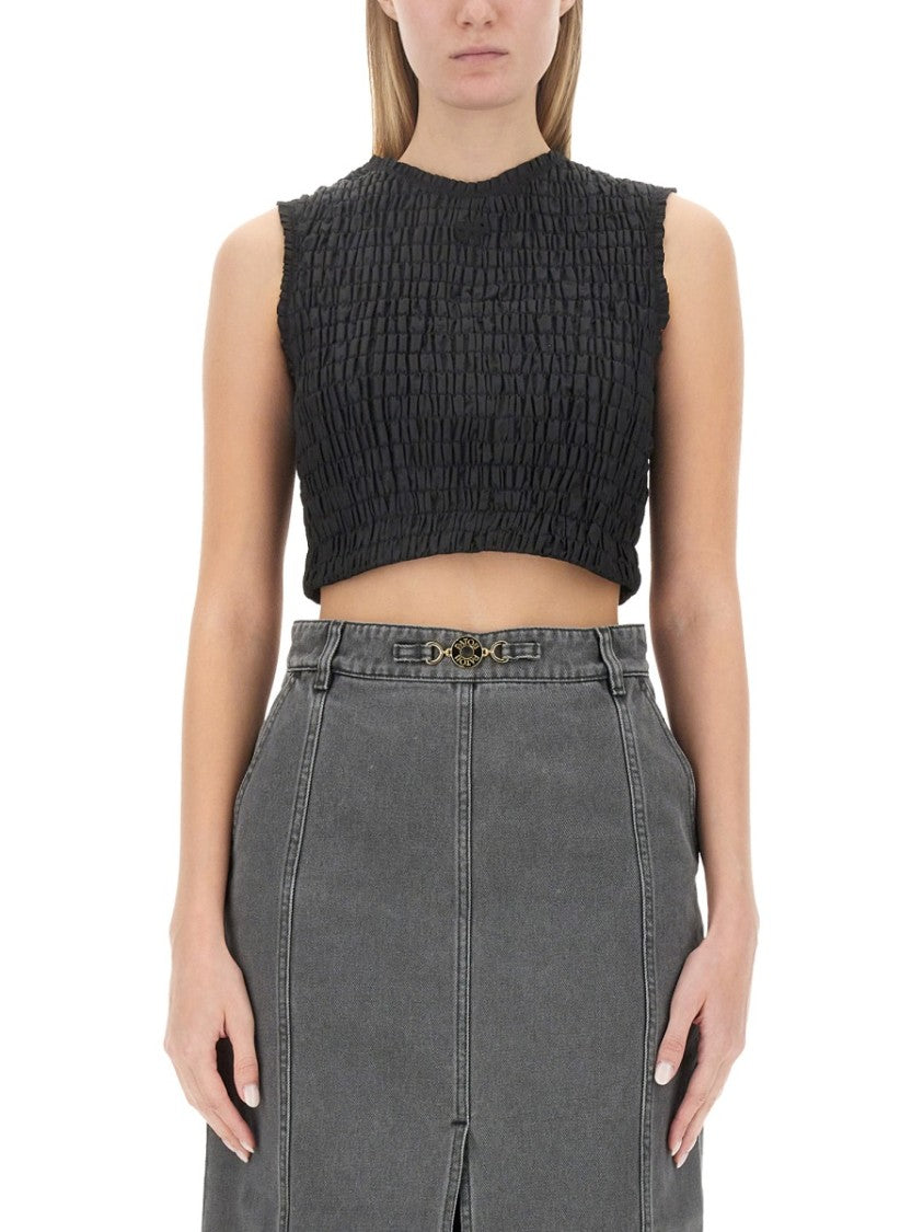 Patou Textured Crinkled Cropped Top