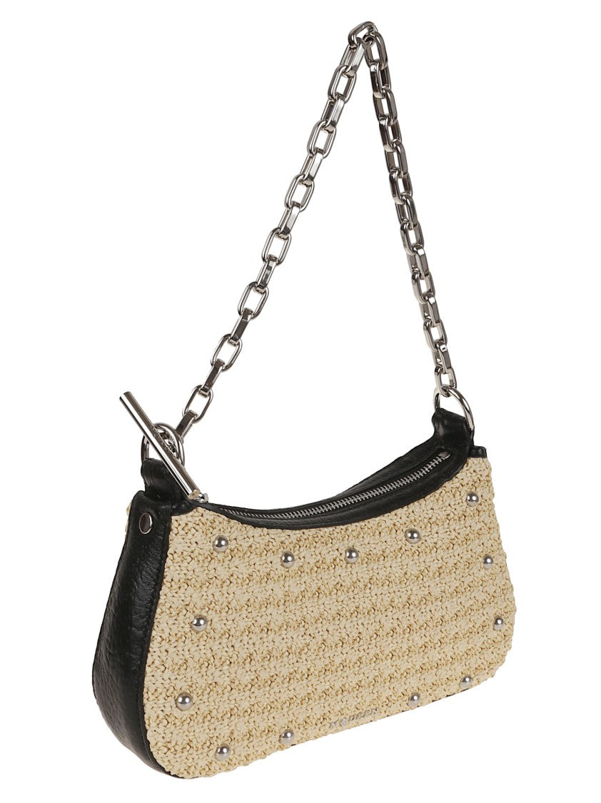 Alexander Mcqueen Curved Mini Pouch With Natural Raffia