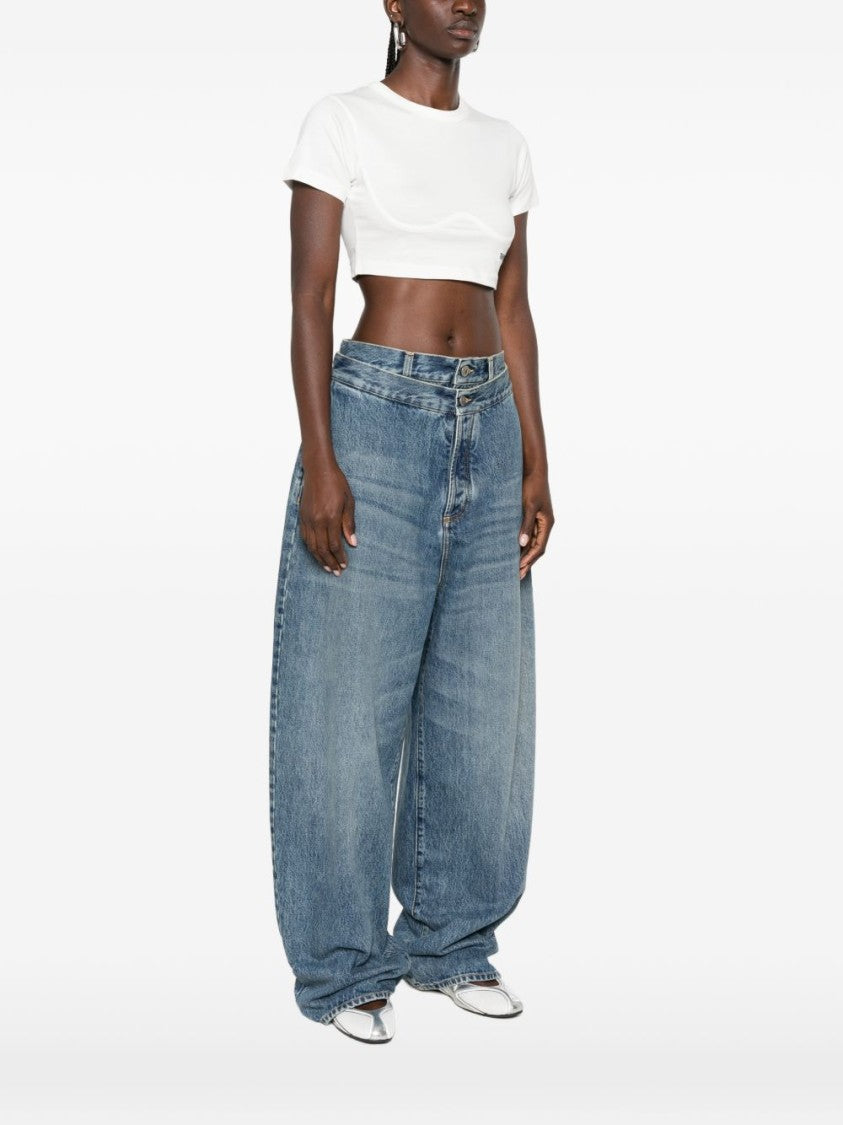 The Attico Cropped Short-Sleeved Cotton T-Shirt