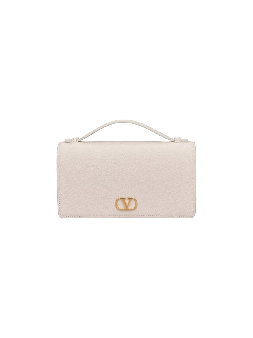 Valentino Garavani White Vlogo Signature Calfskin Gold Chain Wallet