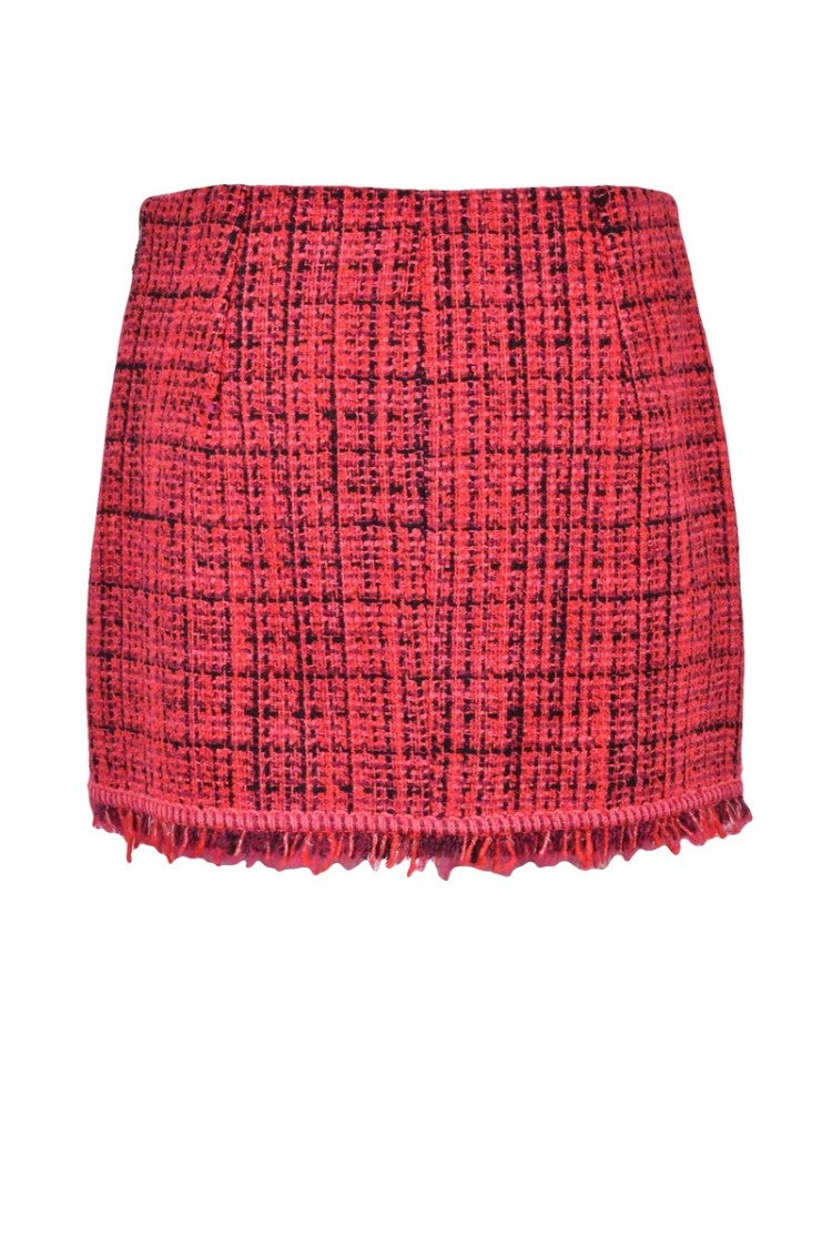 Patrizia Pepe Mini Bouclé Skirt - Red/Black