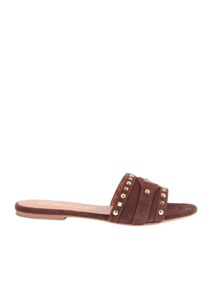 Via Roma 15 Ciabatta Ball Studded Slide Sandals