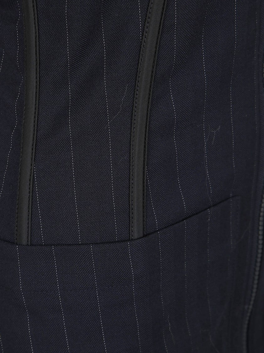 Pinko Pinstriped Structured Bodysuit With Sweetheart Neckline