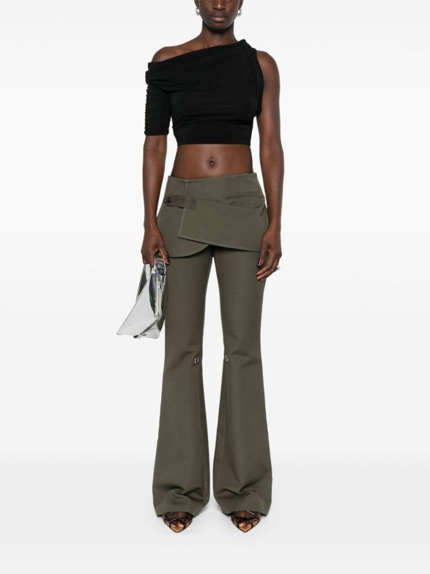 Courrèges Olive Green Cotton Bootcut Trousers