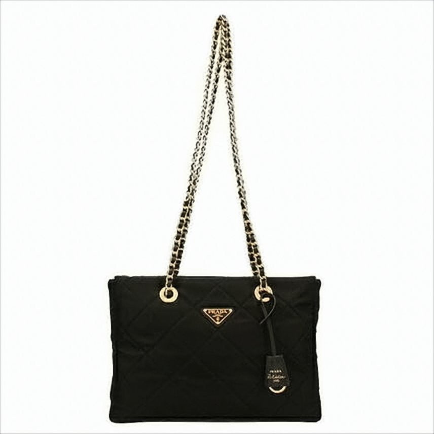 Prada Quilted Black Fabric Shoulder Bag