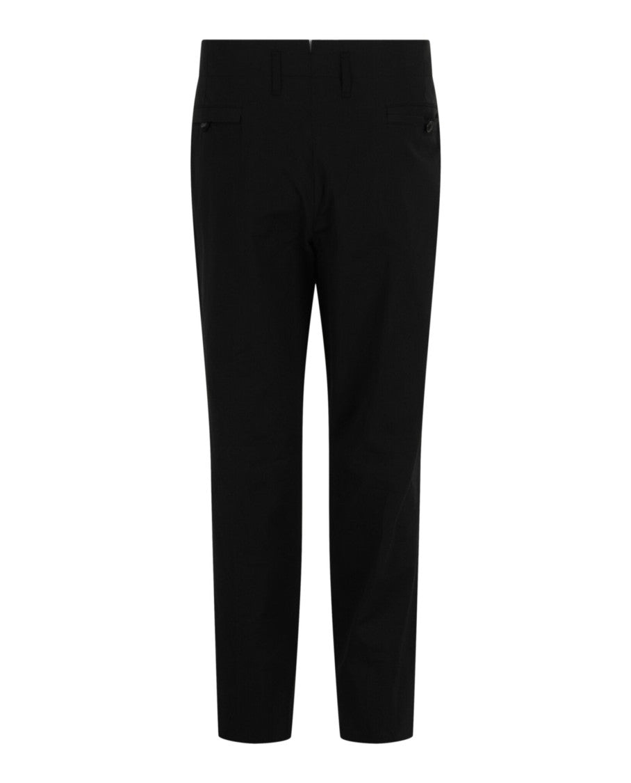 Ferragamo Mid Rise Straight Leg Twill Trousers With Concealed Closure