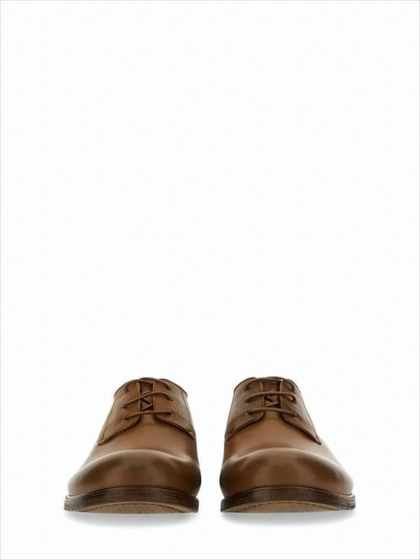Marsèll Minimalist Brown Leather Dress Shoes With Rounded Toe