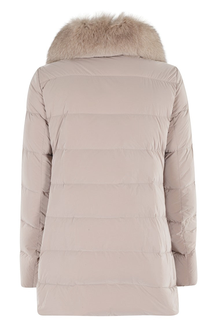 Moorer Dorado Fur Os Quilted Hazelnut Down Jacket