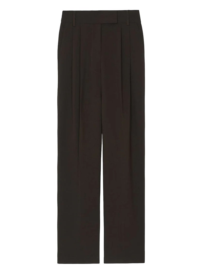 The Frankie Shop Brown Tailored Suit Pants With Pleat Detail