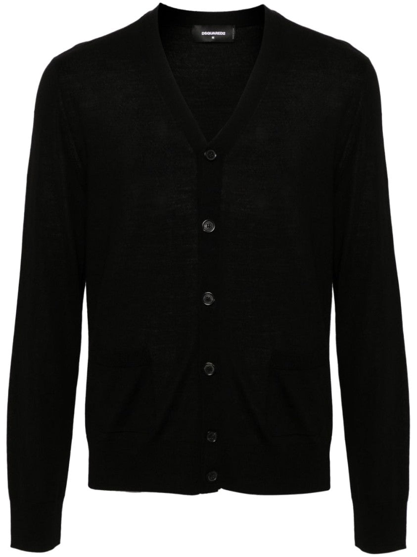 Dsquared2 V-Neck Cardigan With Button-Down Front And Front Pockets