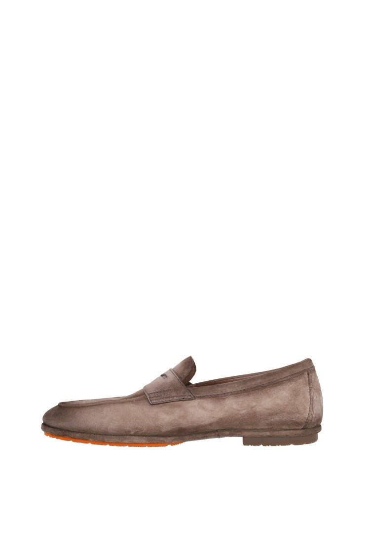 Santoni Carlo Patina Suede Driver Loafers