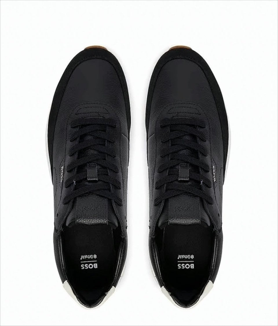 Boss Suede And Textured Leather Lace-Up Sneakers