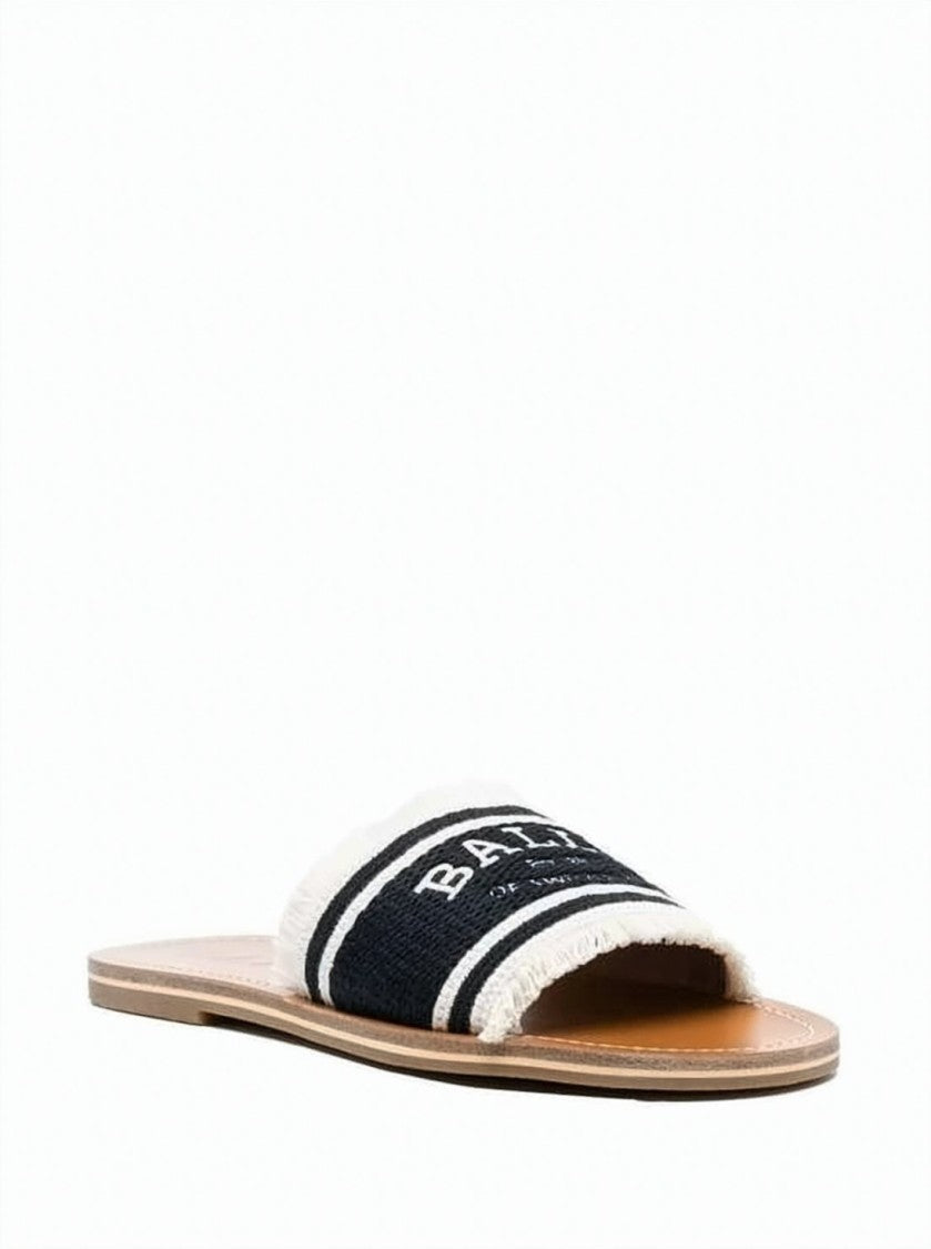 Bally Flat Slide Sandal With Tan Leather Sole